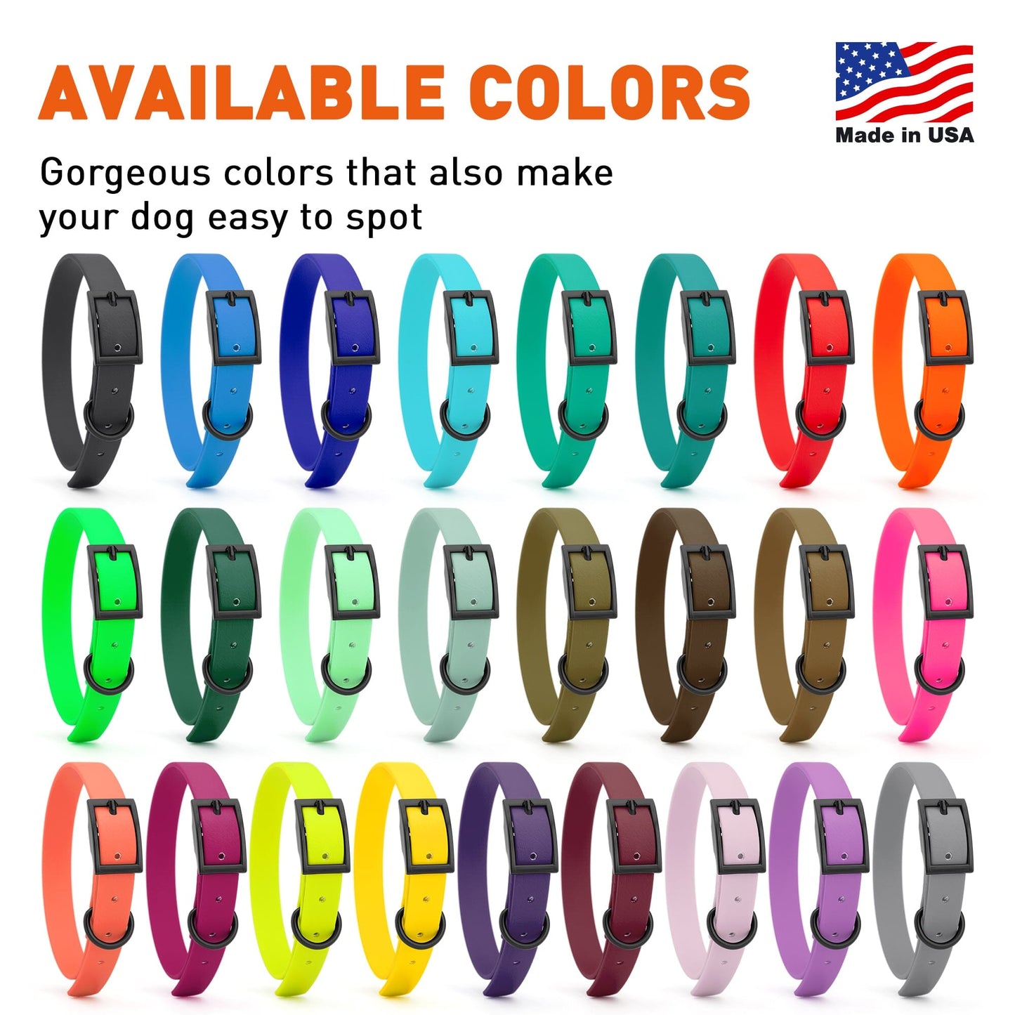 Biothane Waterproof Dog Collar - Small (12 to 15 inches)
