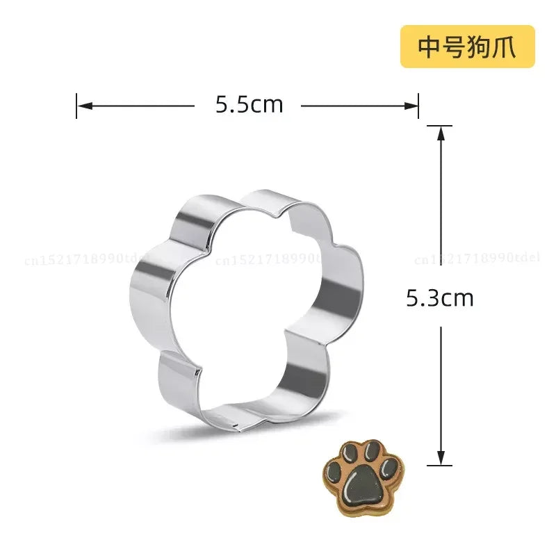 Cookie Cutter Mold Stainless Steel Pet Dog Bone And Paw Shaped