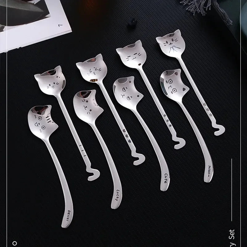 Cute Cat Stainless Steel Spoon Set