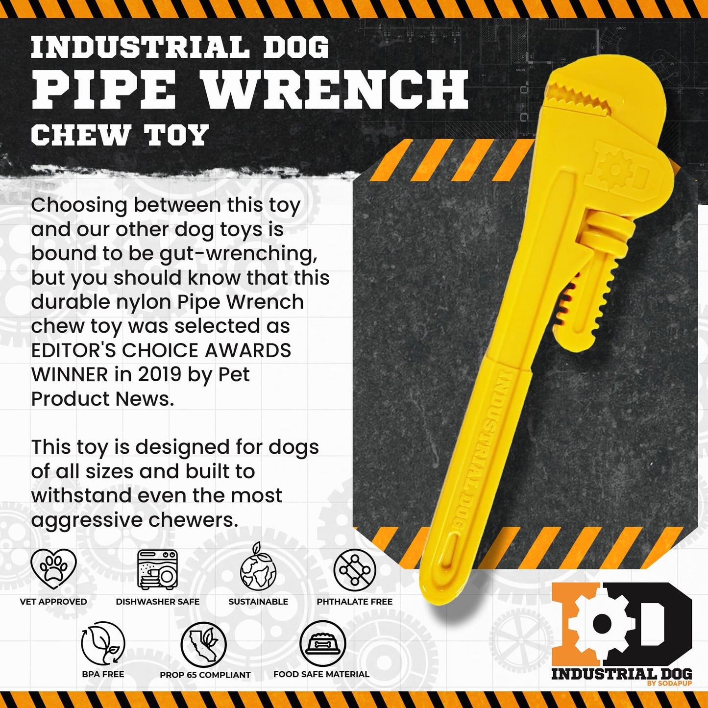 Pipe Wrench Ultra Durable Nylon Dog Chew Toy
