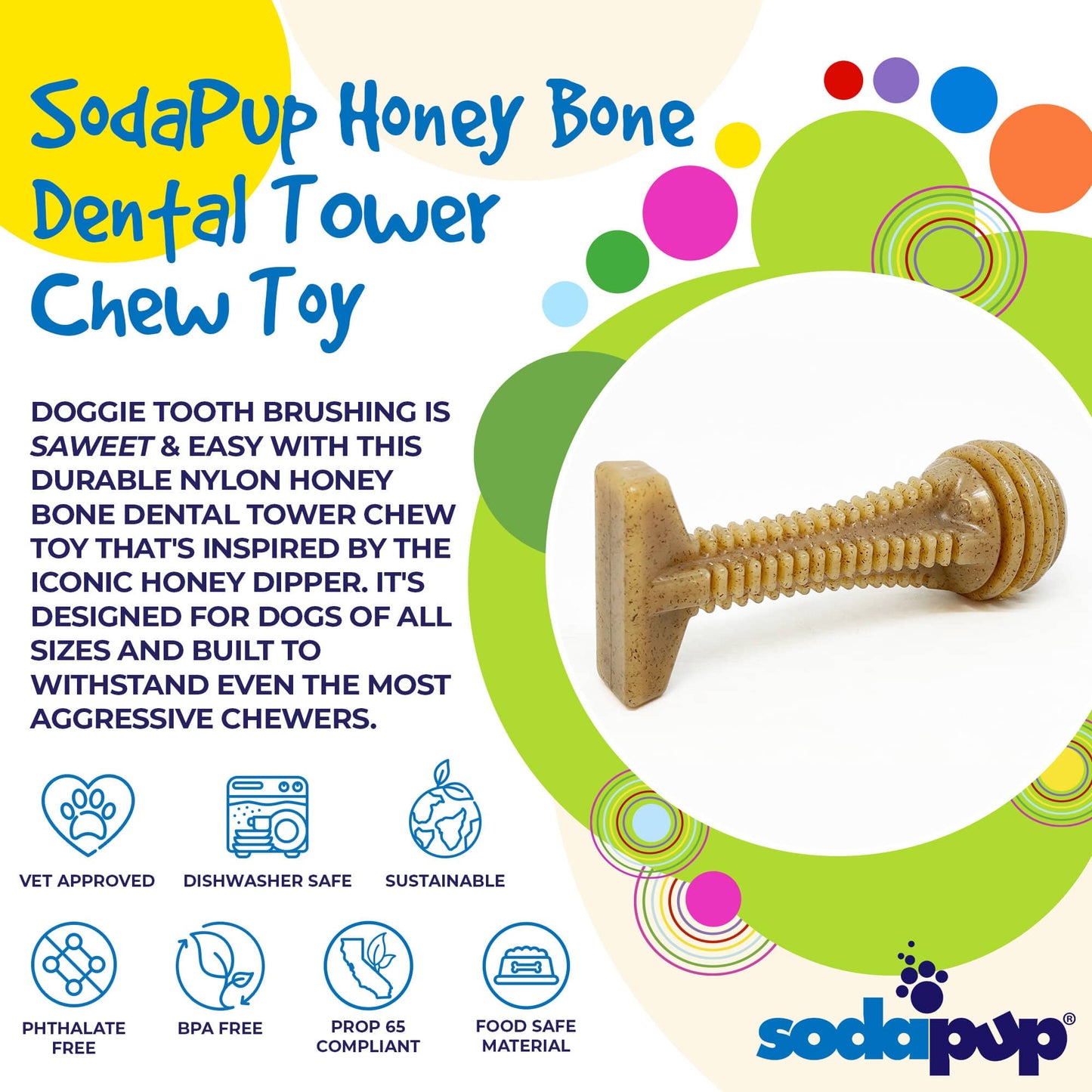 Honey Bone Dental Tower eChew Ultra Durable Nylon Dog Chew Toy - original