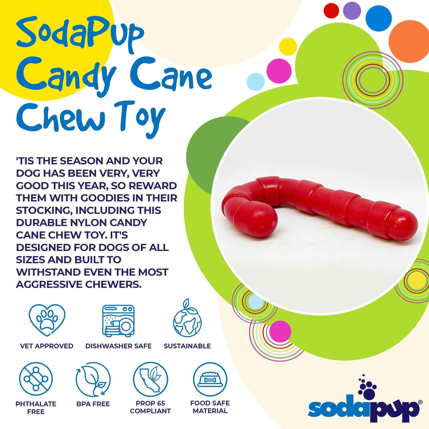Candy Cane Ultra Durable Nylon Chew Toy