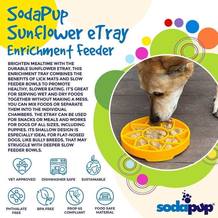 Sunflower Design eTray Enrichment Shallow Slow Feeder Dog Bowl