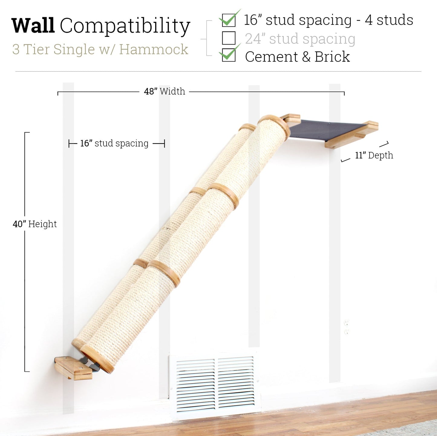Slanted Cat Scratcher for Wall