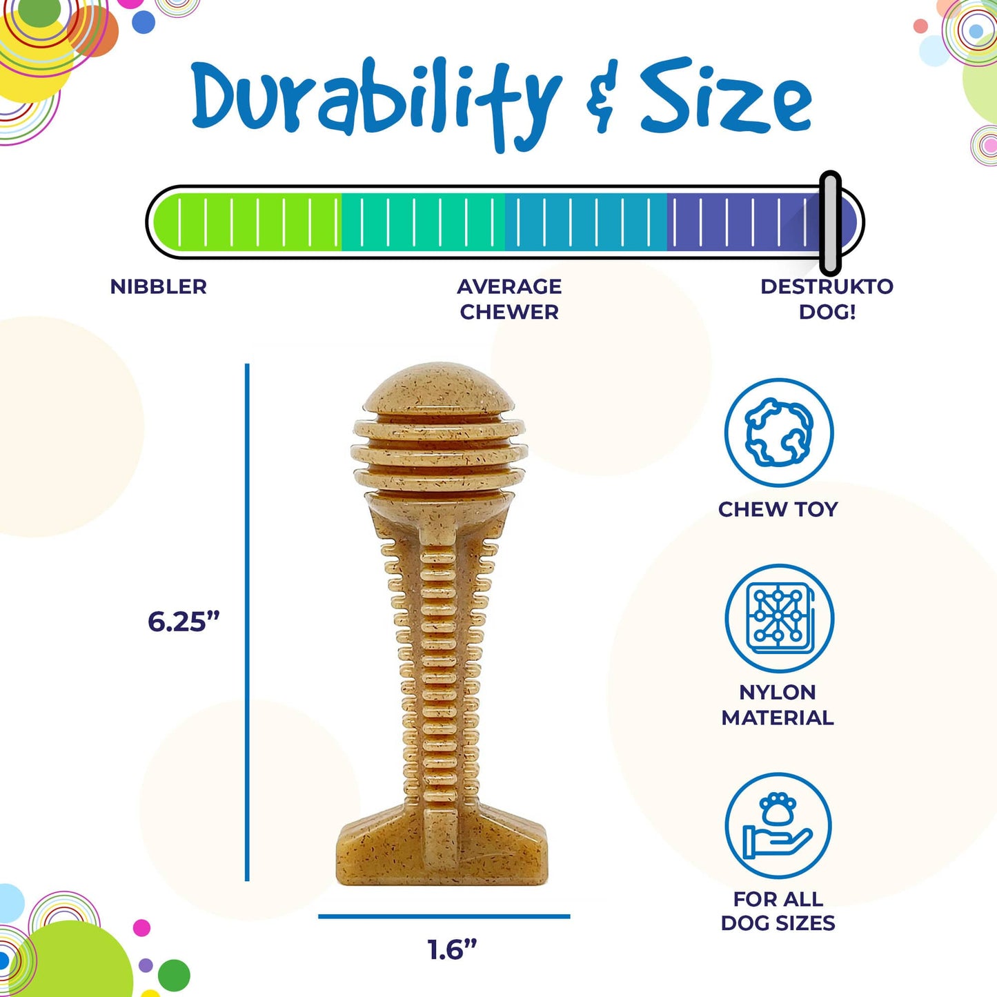 Honey Bone Dental Tower eChew Ultra Durable Nylon Dog Chew Toy - original