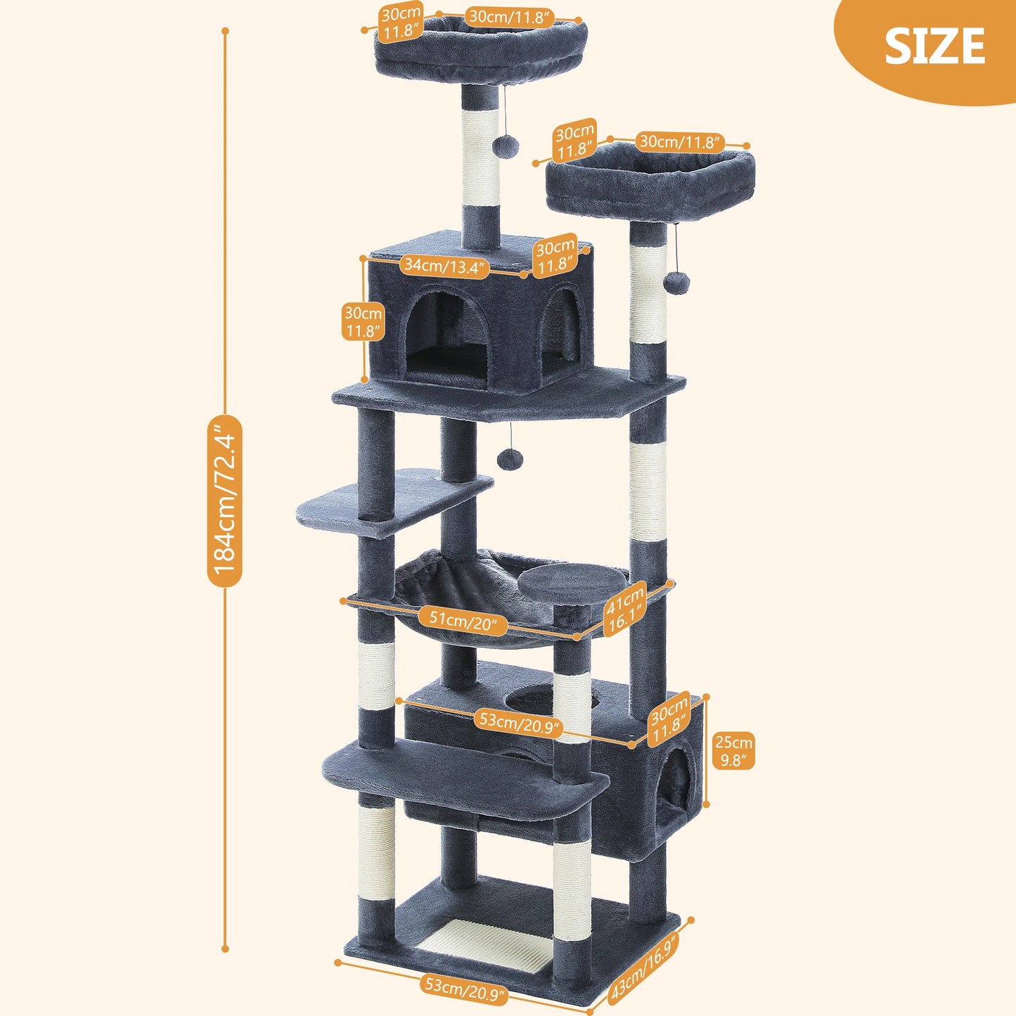Multi-Level Cat Tree Cat Tower with Scratching Post