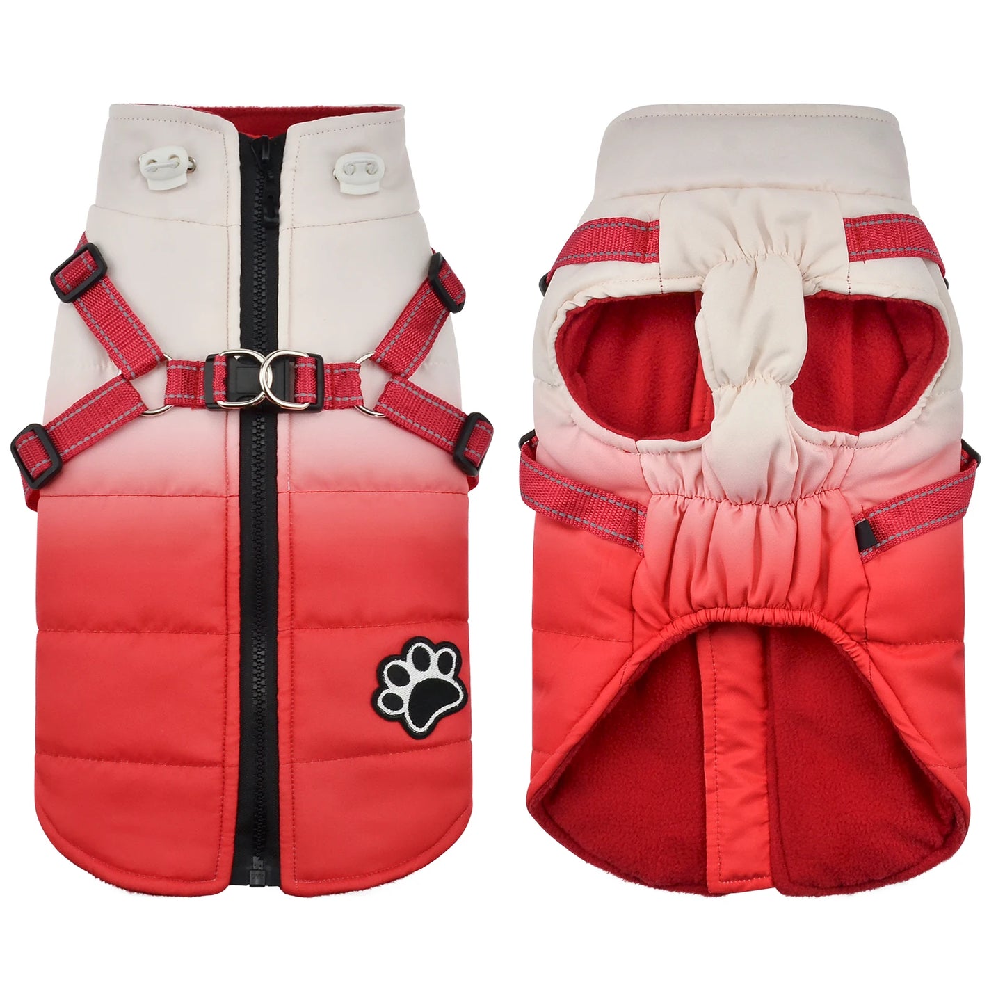 Waterproof Pet Winter Jacket With Harness and Reflective