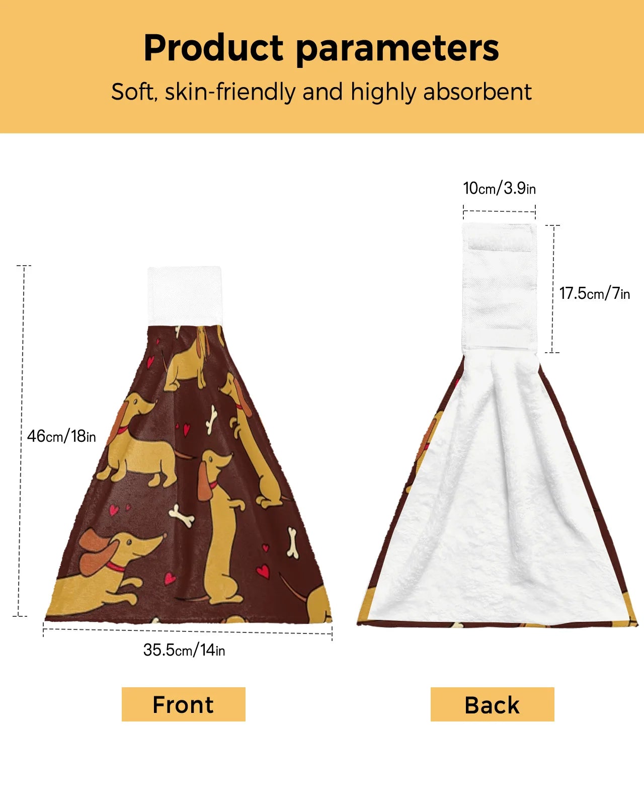 Dachshund Brown Hand Towels