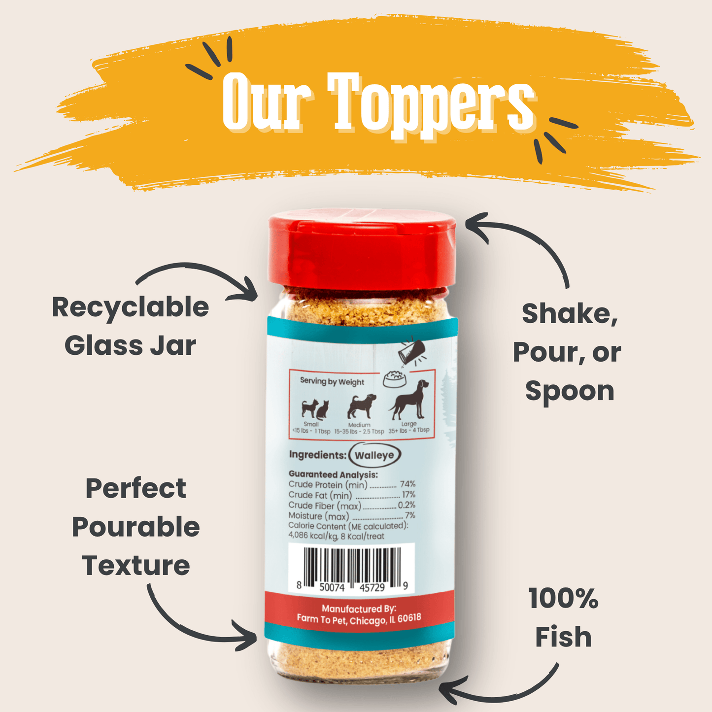 Treat Topper Fish Dog Food Topper | Low-Fat Meal Topper for Pets