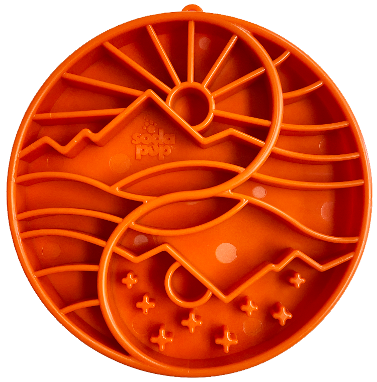Sun and Moon Design eTray Enrichment Shallow Slow Feeder Dog Bowl