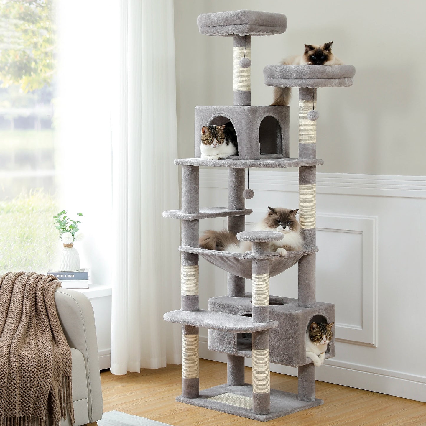 Multi-Level Cat Tree Cat Tower with Scratching Post