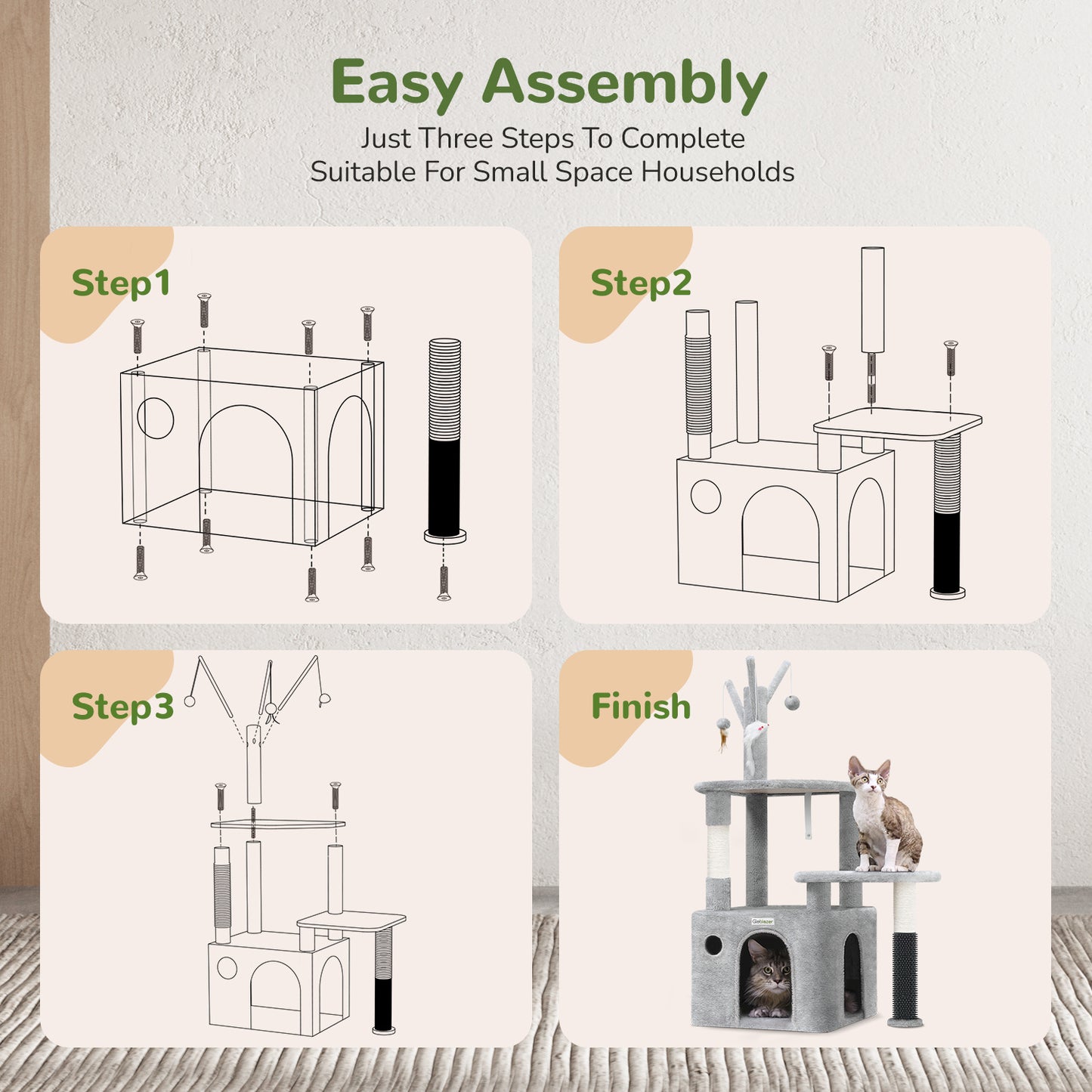 44 Inch Cat Climbing Frame Light Gray