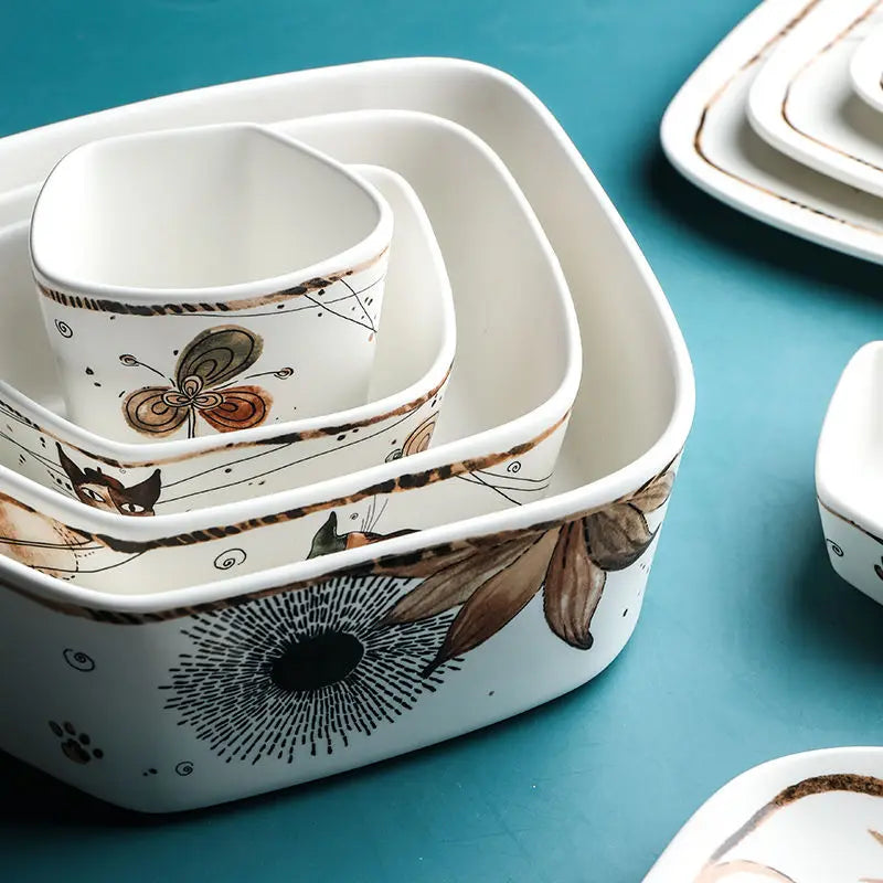 Cute Cartoon Cat Ceramic Tableware