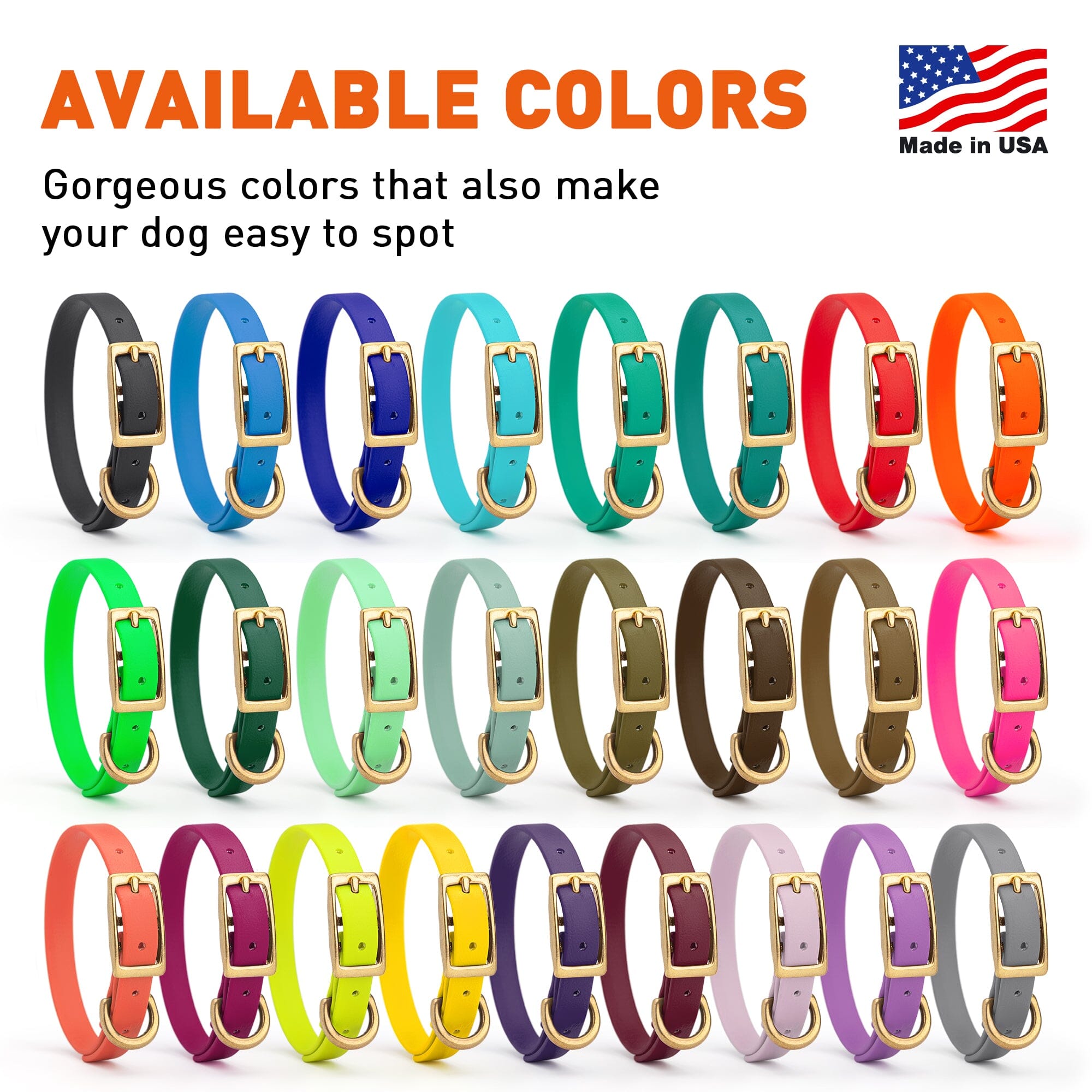 Viper Biothane Waterproof Dog Collar with Brass Hardware