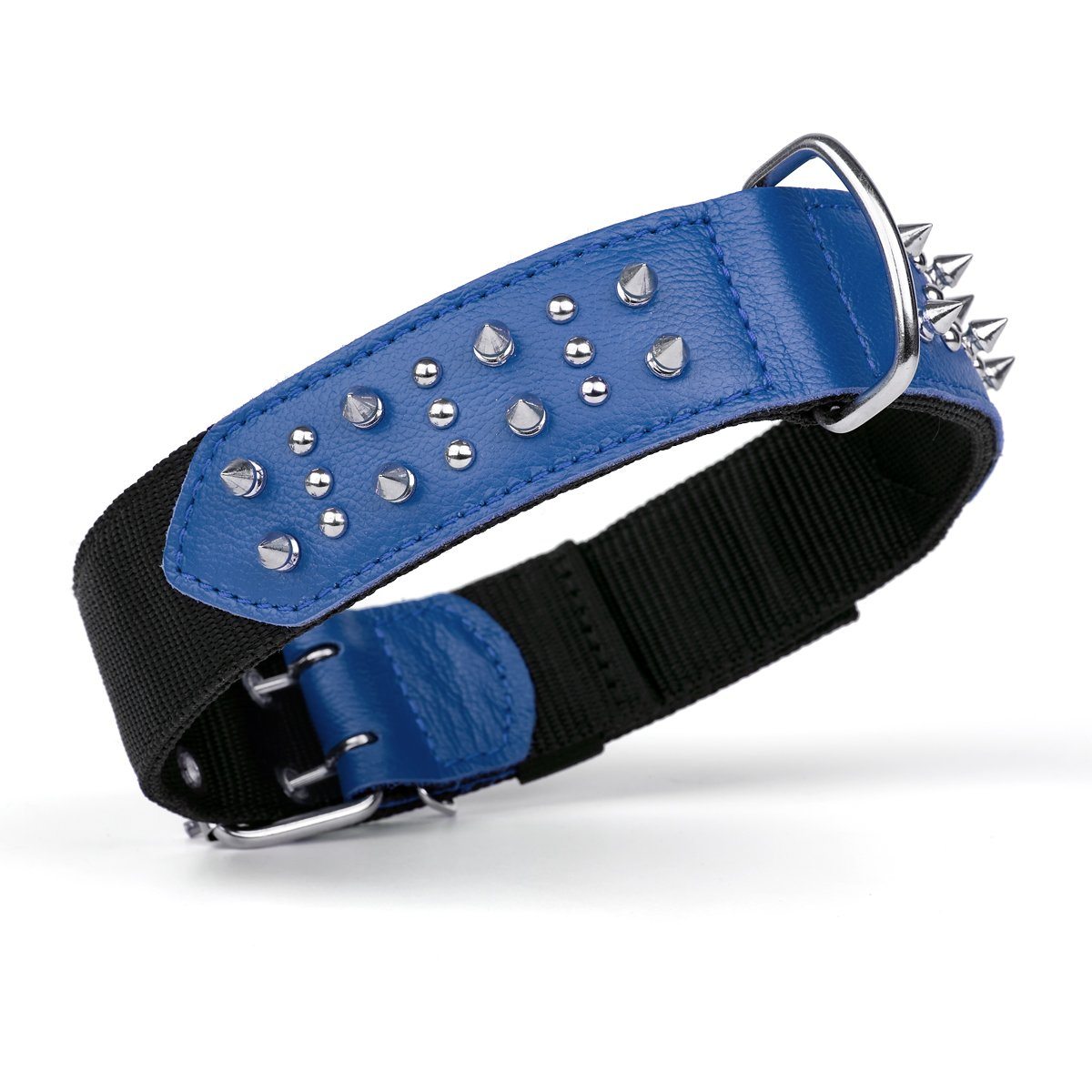 Leather + Nylon Spiked Dog Collar