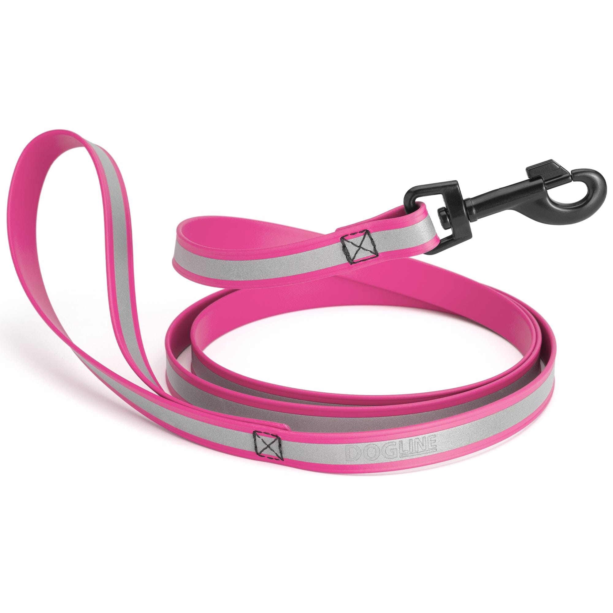 Reflective Biothane Dog Leash with Black Hardware