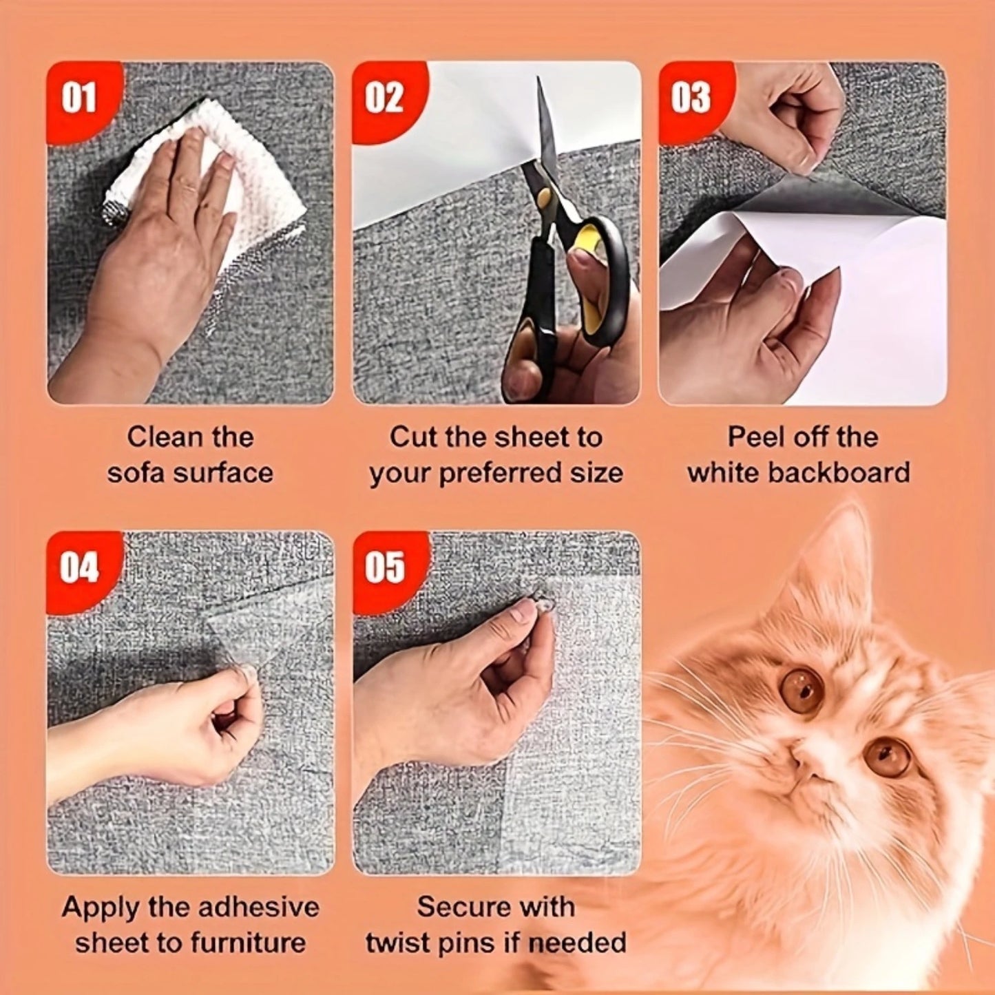 Double-Sided Clear Silicone Cat Scratch Deterrent Tape