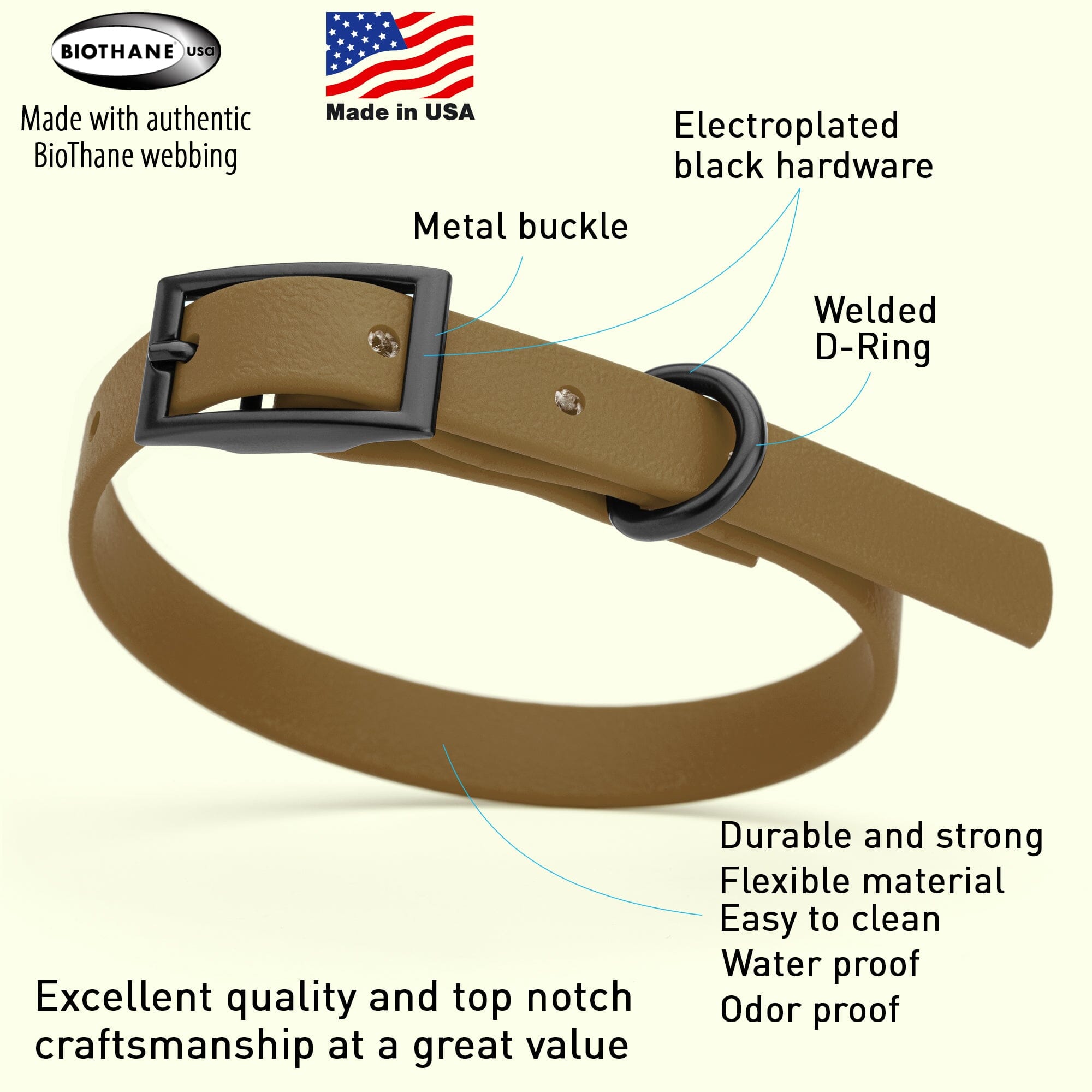 Biothane Waterproof Dog Collar - X-Small (9 to 12 inches)