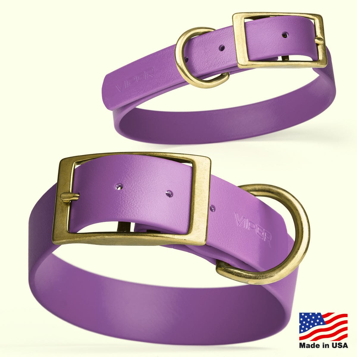 Viper Biothane Waterproof Dog Collar - Brass Hardware - Size XL (22" - 25")