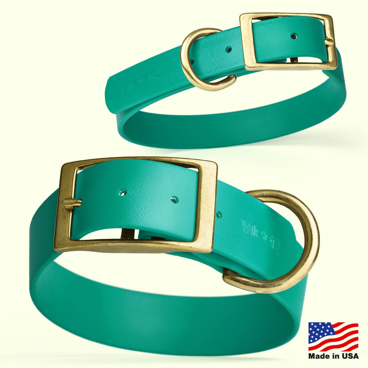 Viper Biothane Waterproof Dog Collar - Brass Hardware - 1.5in Wide - Size XXL (24" - 28")