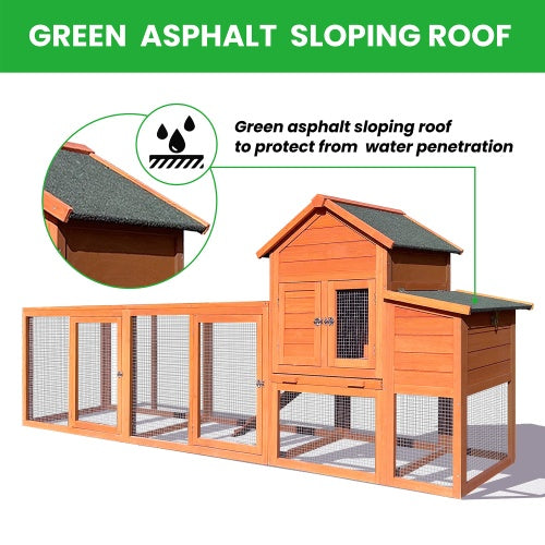 Large Wooden Chicken Coop, Outdoor Chicken Coop With Nest Box