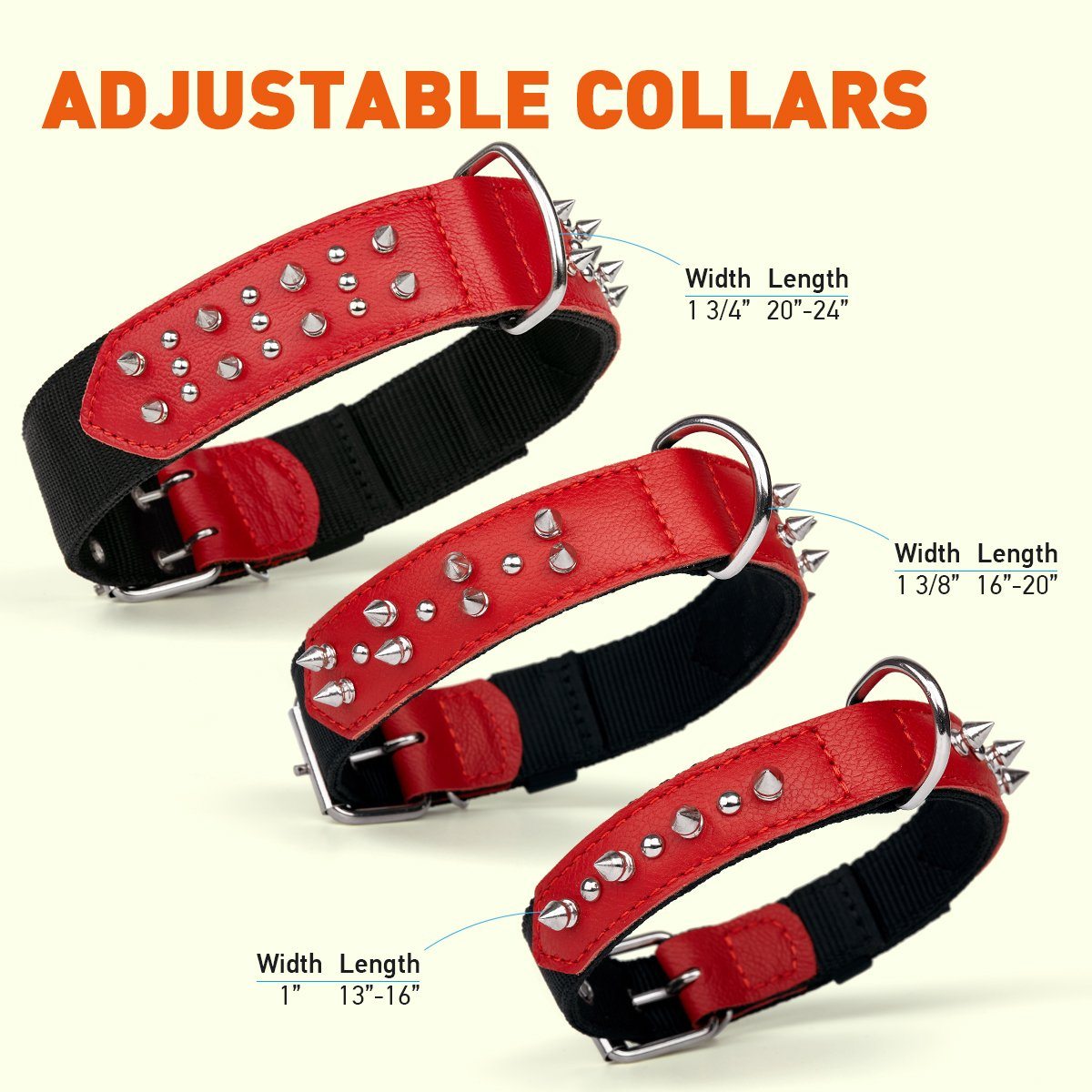 Leather + Nylon Spiked Dog Collar