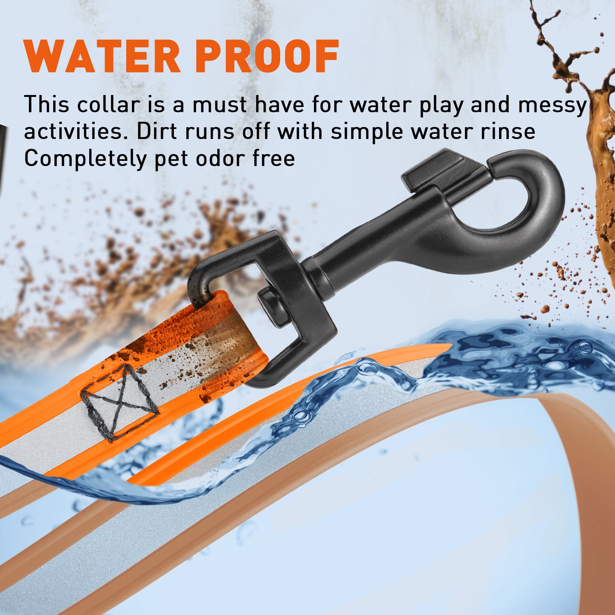 Reflective Biothane Dog Leash with Black Hardware