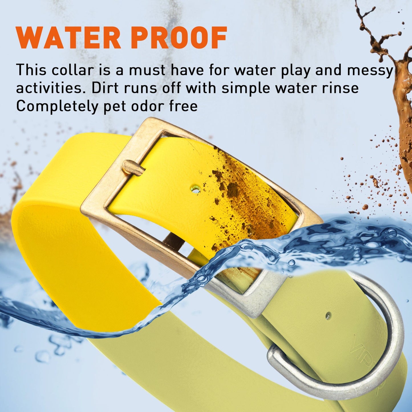 Viper Biothane Waterproof Dog Collar - Brass Hardware - 1.5in Wide - Size XXL (24" - 28")
