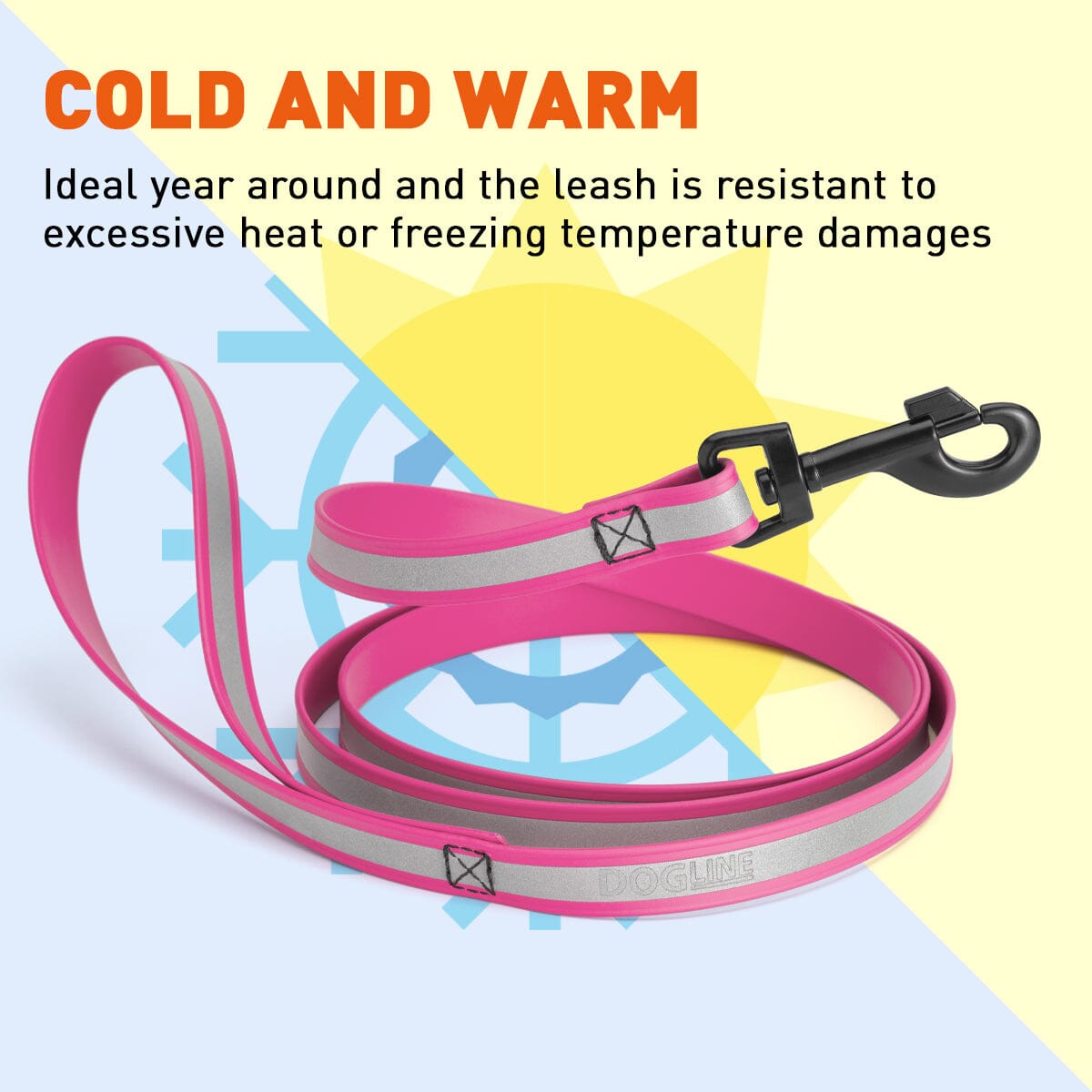 Reflective Biothane Dog Leash with Black Hardware