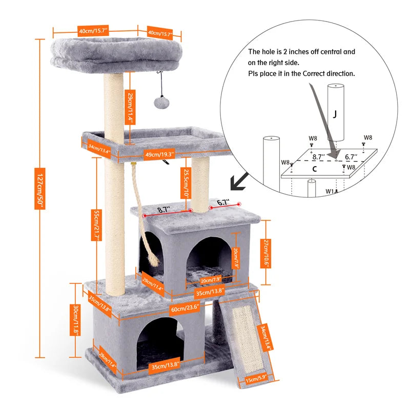 Rocket Cat Tree Condo and Multi-level Cat Scratching Post