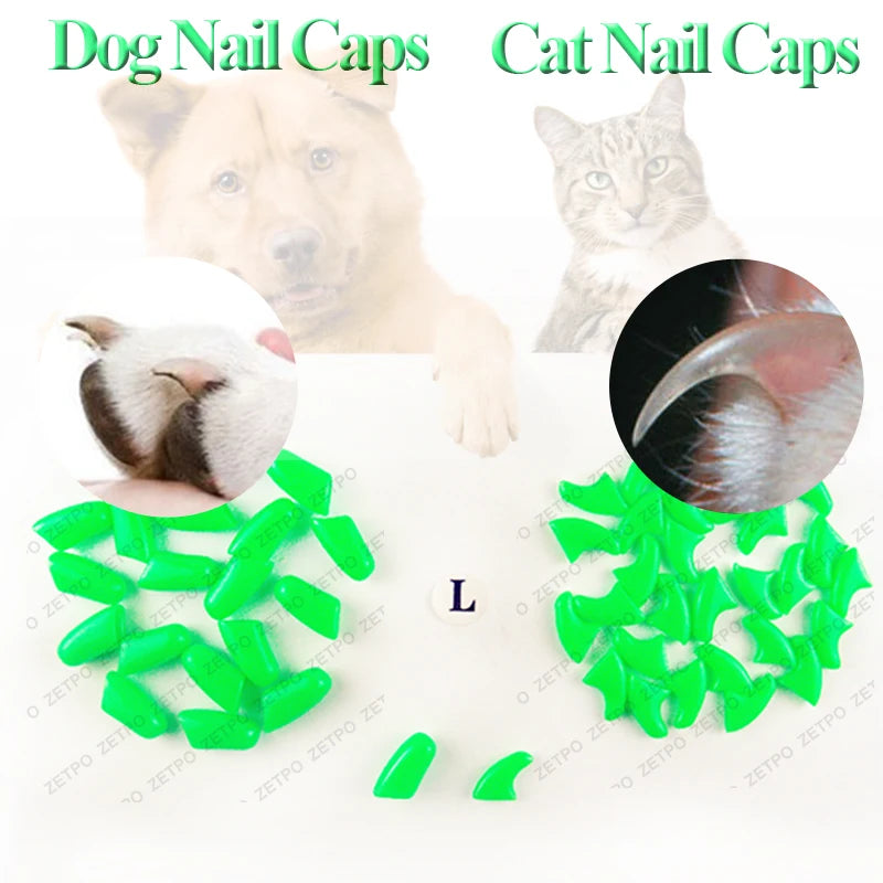 Cat Nail Caps Soft Nail Protector with free Glue Applicator multi colors