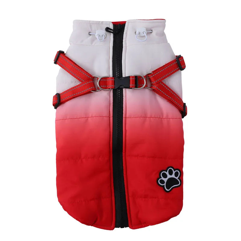 Waterproof Pet Winter Jacket With Harness and Reflective
