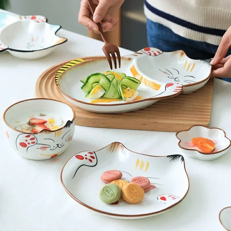 Beautiful Cartoon Cat Plates And Dishes