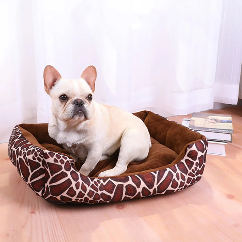 Plush Pet Bed With Giraffe or Checker Pattern - Love My Pet