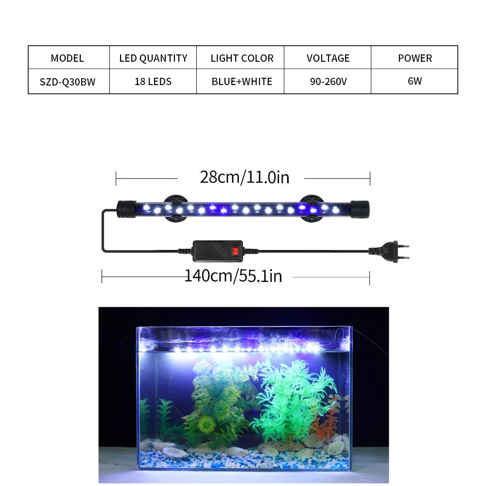 Aquarium Light LED Waterproof Fish Tank Clip Light 90-260V