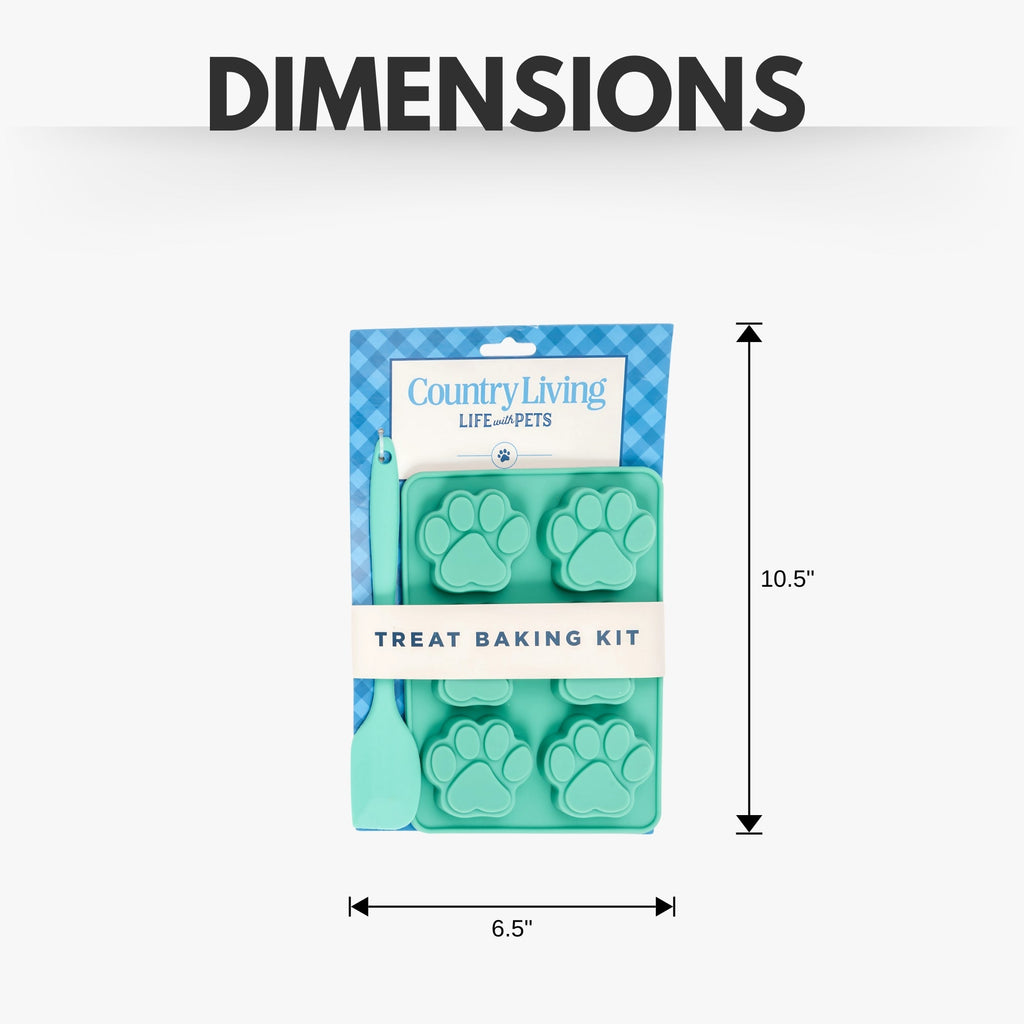Country Living 3-Piece Silicone Baking Kit – Includes 2 Baking Trays (6-Cavity Paw Print Mold) & Spatula – for Homemade Dog Treats, Candy, Chocolate, and Ice Cubes