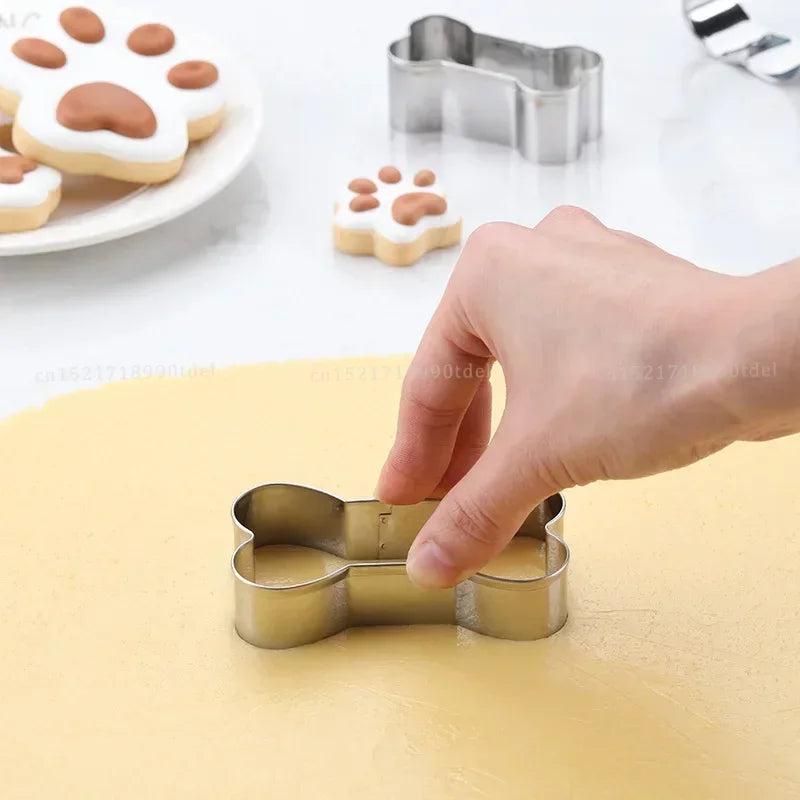 Cookie Cutter Mold Stainless Steel Pet Dog Bone And Paw Shaped
