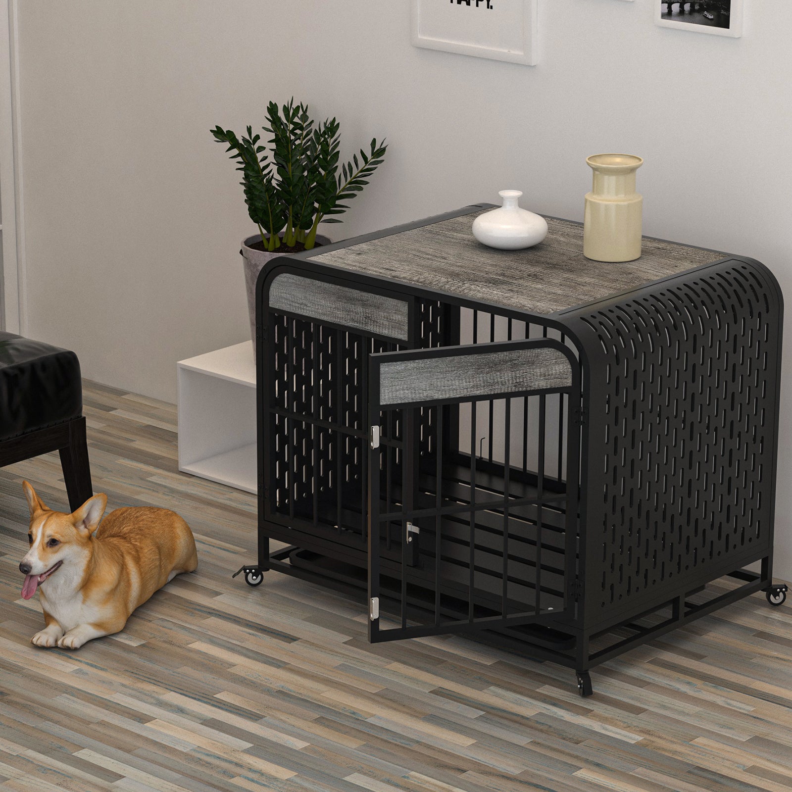 Heavy Duty Wooden Dog Crate Furniture Table