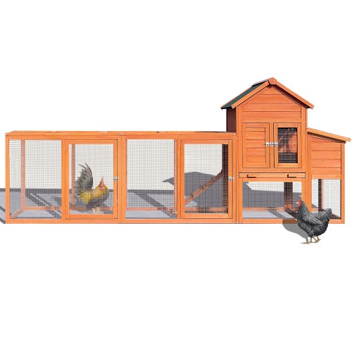 Large Wooden Chicken Coop, Outdoor Chicken Coop With Nest Box