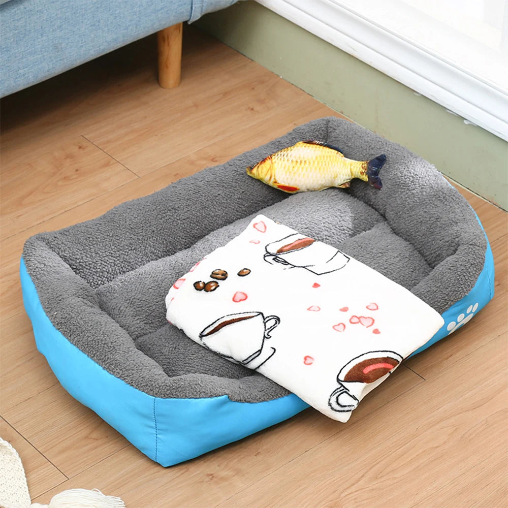 Washable Rectangle Pet Beds Waterproof Soft Fleece