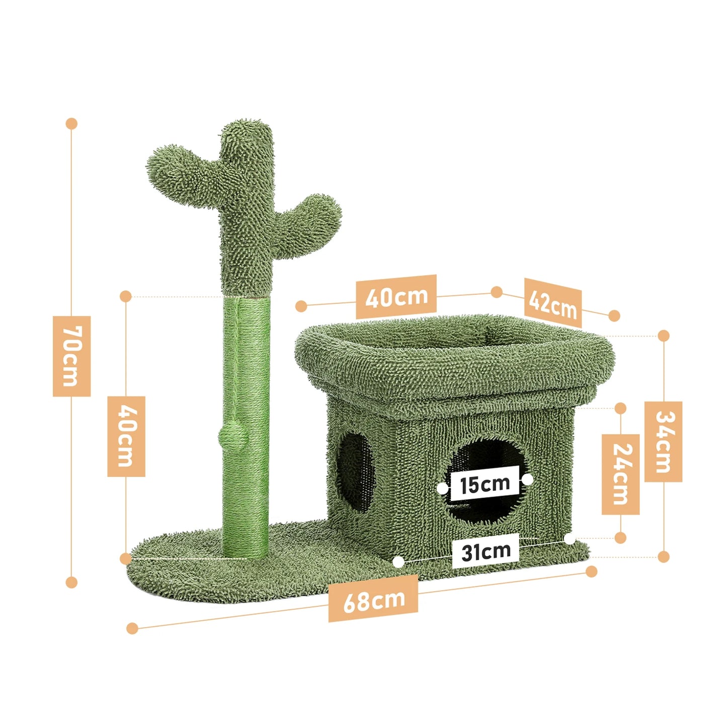 Cute Cactus Cat Tree With Toy Ball Scratching Post