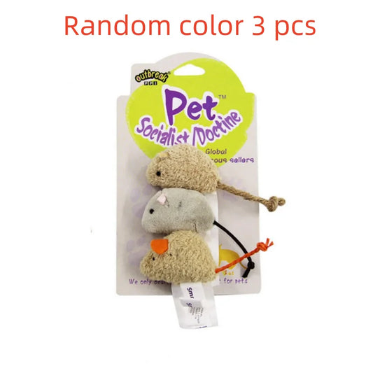 3 Pcs New Plush Mouse Cat Toy