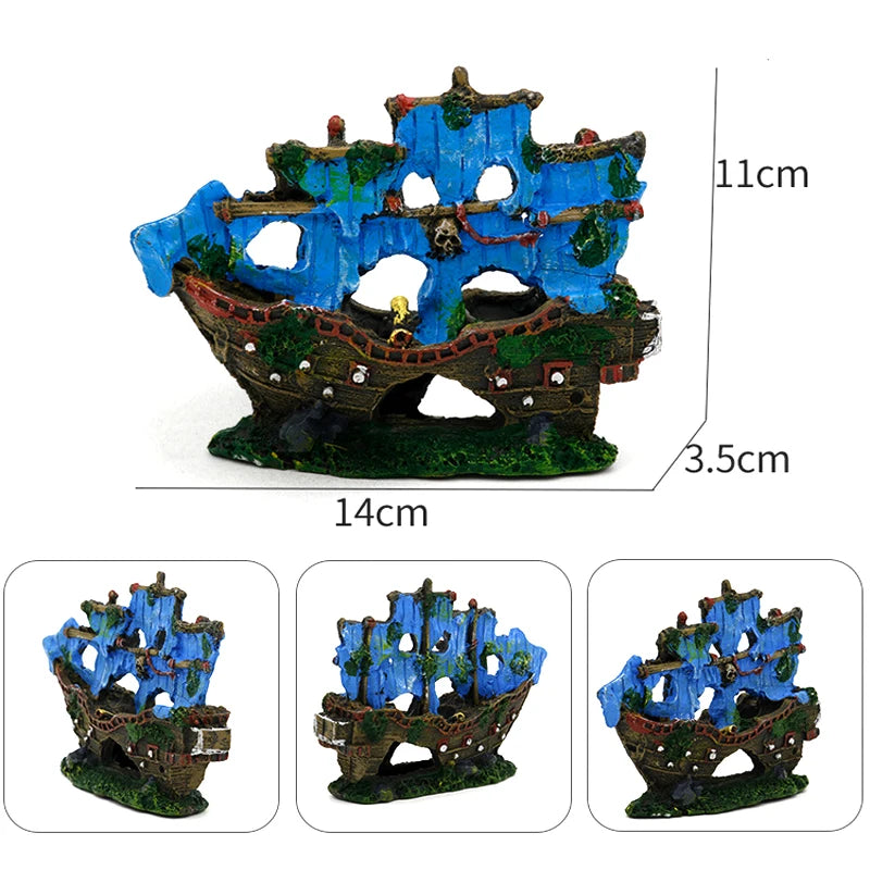 Aquarium Shipwreck Pirate Ship Decoration