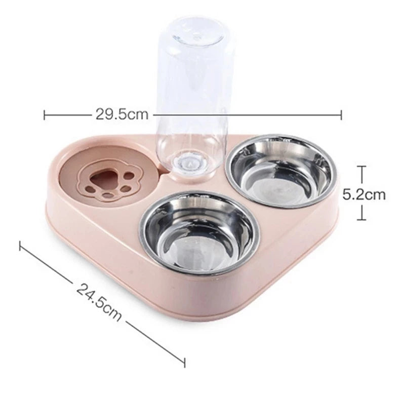 3 In 1 Pet Food Bowl with Bottle for Automatic Drinking