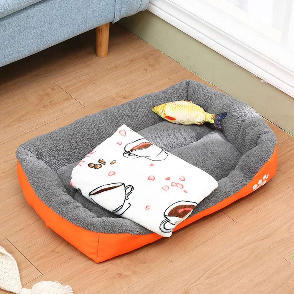 Washable Rectangle Pet Beds Waterproof Soft Fleece