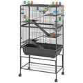 5 Tier Rolling Hamster Cage with Deep Tray, Storage Shelf, Big Exercise Wheel, Hut, Tube System