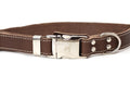 Pro Line Quick-Release Chocolate Leather Dog Collar with Metal Buckle