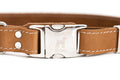 Pro Line Quick-Release Khaki Leather Dog Collar with Metal Buckle
