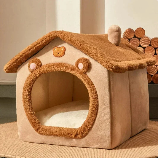 Four Seasons Pet Bed, Washable House With Ears