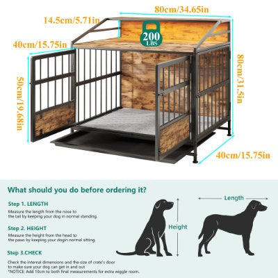Multi-function Furniture Style Dog Crates With Storage, Dog Crate Furniture Large Wooden Dog Kennel With Double Doors, For Large Medium Dog Indoor, Brown